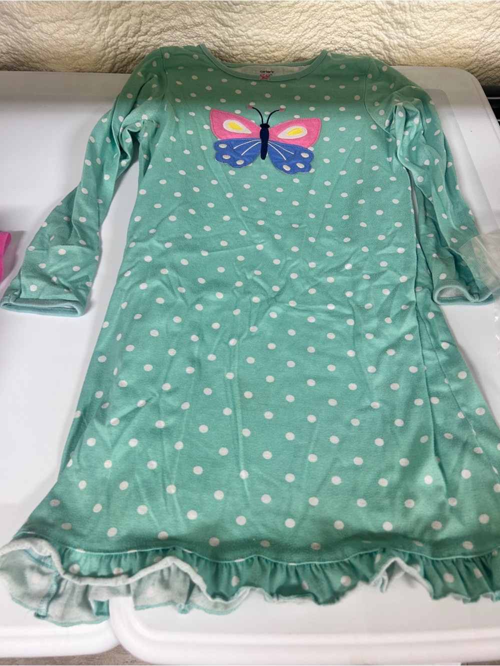 Carter's Girls Mint Polka Dot Butterfly Nightgown
